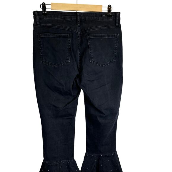 Pilcro Letterpress Anthropologie Black Crop Embellished Jeans Womens Size 29 - Picture 10 of 16
